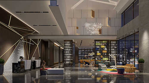 成都酒店設(shè)計公司，酒店設(shè)計打造效果方案，客廳整體設(shè)計效果